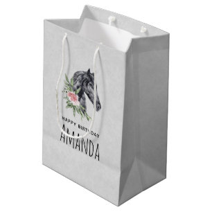 Bolsa De Regalo Mediana Hermoso retrato de cabeza de caballo acuarela Cump