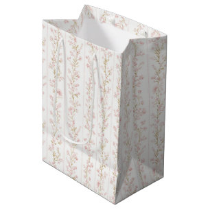 Bolsa De Regalo Mediana Hermoso Sabor Rosa Flores Rayas Despedida de Solte