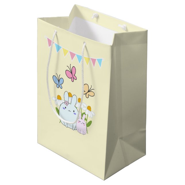 Bolsa De Regalo Mediana Hermosos conejitos con martillos de primavera y ma (Angulo Anverso)