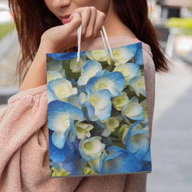 Bolsa De Regalo Mediana Hidrangea Azul bonito Floral (In Situ)