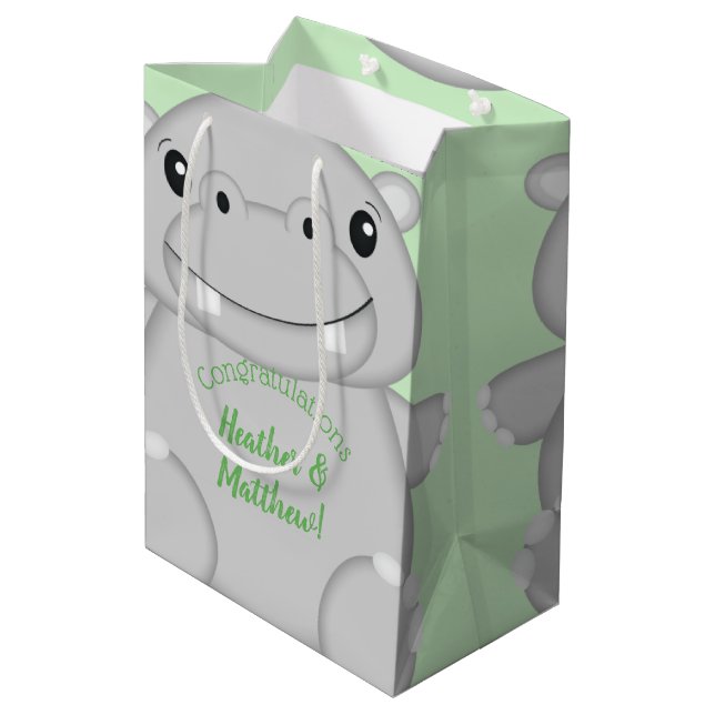 Bolsa De Regalo Mediana Hippo Baby Shower (Angulo reverso)