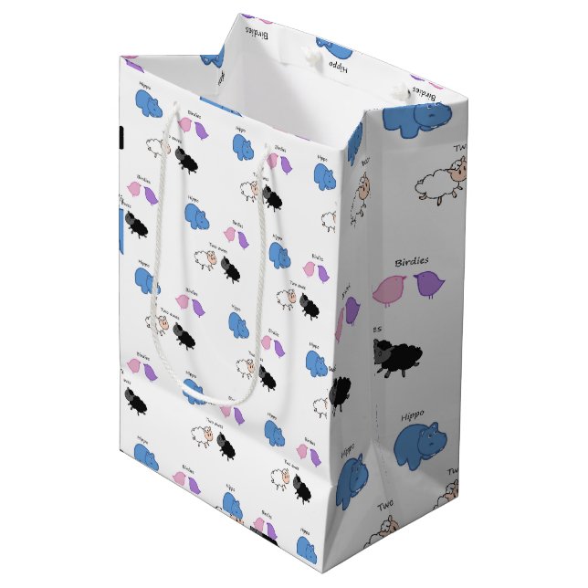 Bolsa De Regalo Mediana Hippo Birdies Two Ewes (Angulo Anverso)