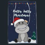 Bolsa De Regalo Mediana Hippo Merry Christmas Winter Animals Hippos Medium<br><div class="desc">The hippo to softness with fair lights. Funny animals with gifts and snow to the holidays. Also funny for Christmas in July. Hippos are sweet animals and perfect for Christmas.</div>