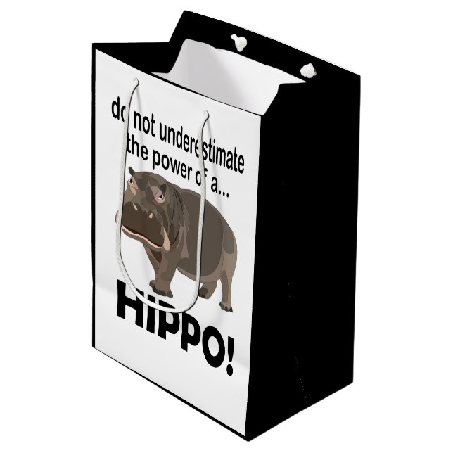Bolsa De Regalo Mediana Hippopótamo Animal Gracioso Hippo (Angulo Anverso)