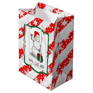 Bolsa De Regalo Mediana Ho Ho Ho Ho Ho Feliz Navidad Santa Cute Snowman