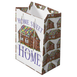 Bolsa De Regalo Mediana Hogar Dulce Hogar Gingerbread Holiday House