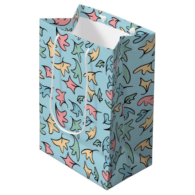 Bolsa De Regalo Mediana Hojas Azules de Pastel (Angulo Anverso)
