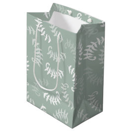 Bolsa De Regalo Mediana Hojas botánicas verdes verde azuladas