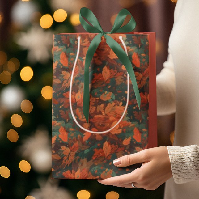 Bolsa De Regalo Mediana Hojas de acuarela rusas cálidas - Estética Boho (Subido por el creador)