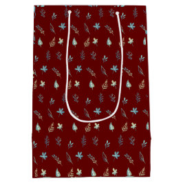 Bolsa De Regalo Mediana hojas de árbol botánico elegante simple acuarela a