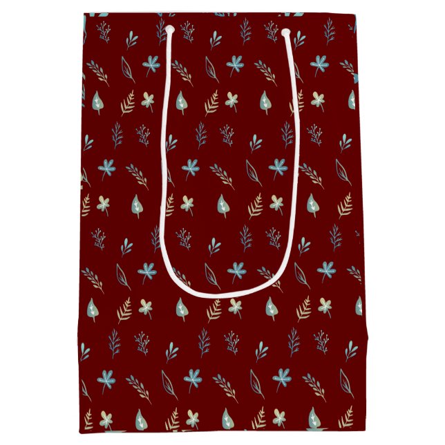 Bolsa De Regalo Mediana hojas de árbol botánico elegante simple acuarela a (Reverso)