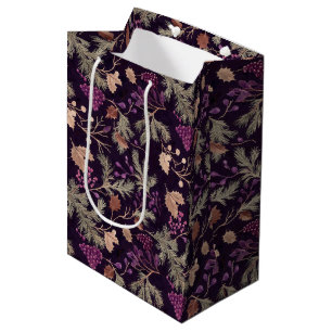 Bolsa De Regalo Mediana Hojas de flores secas y doradas