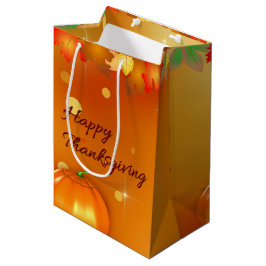 Bolsa De Regalo Mediana Hojas de otoño coloridas de la acción de gracias