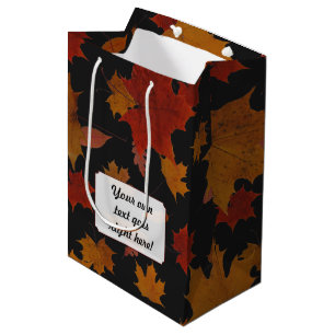 Bolsa De Regalo Mediana Hojas de otoño con color y texto de encargo