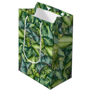 Bolsa De Regalo Mediana Hojas de Selva Tropical Cumpleaños Botánico
