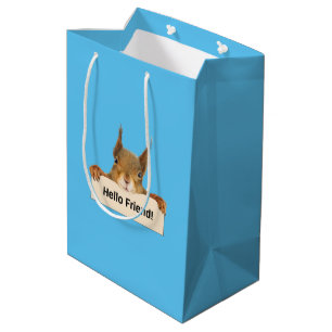 Bolsa De Regalo Mediana Hola amigo Funny Squirrel