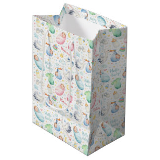 Bolsa De Regalo Mediana Hola Bebé – Anuncio de Nacimiento con Acuarela