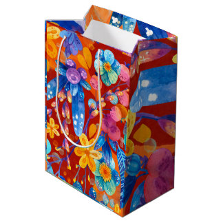 Bolsa De Regalo Mediana Hola Primavera Hora de la Felicidad, Floral Colori