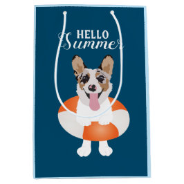 Bolsa De Regalo Mediana Hola verano Corgi Beach Dog