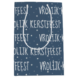 Bolsa De Regalo Mediana Holandeses Feliz Navidad A Los Copos De Nieve