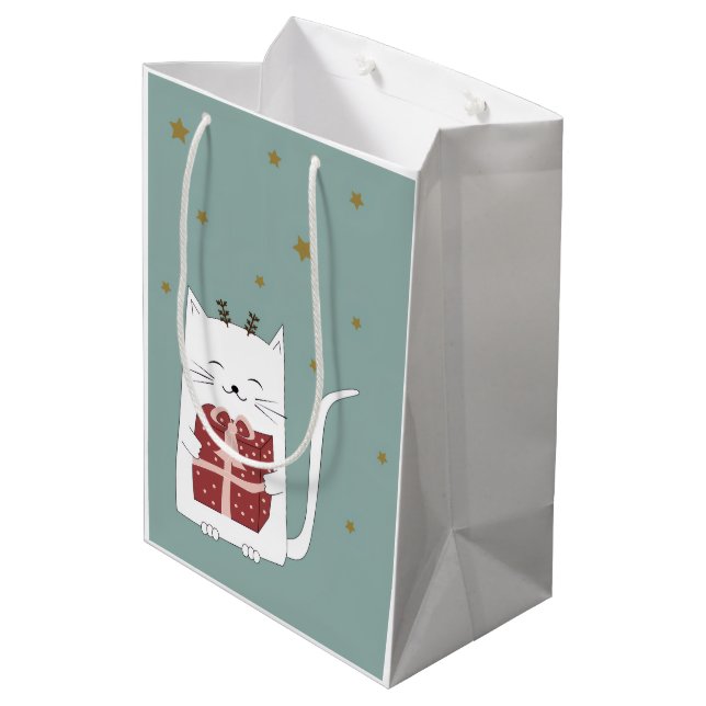 Bolsa De Regalo Mediana Holiday Blessings Cat Christmas Gift Bags (Angulo reverso)
