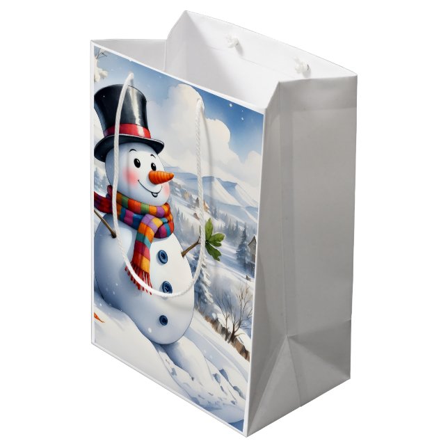 Bolsa De Regalo Mediana Holiday Blessings Snowman Christmas Gift Bags (Angulo reverso)