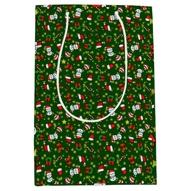 Bolsa De Regalo Mediana Holiday Snowman (Anverso)