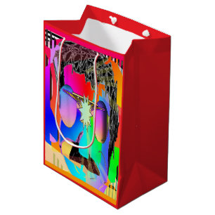 Bolsa De Regalo Mediana Hombre con lentes púrpura de novedad