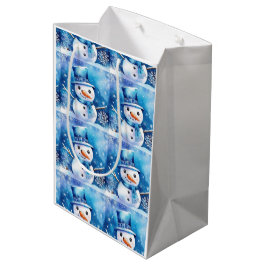 Bolsa De Regalo Mediana Hombre de nieve en azul