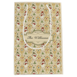 Bolsa De Regalo Mediana Hombre de nieve vintage y Personalizado de árbol d