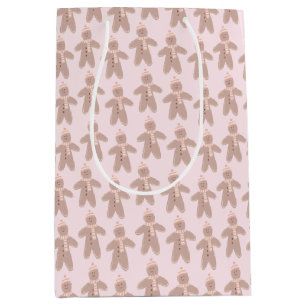 Bolsa De Regalo Mediana Hombres de jengibre de invierno rosado