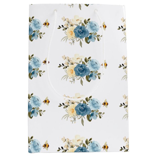 Bolsa De Regalo Mediana Honey Bee Floral (Anverso)