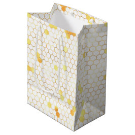 Bolsa De Regalo Mediana Honeycomb de oro blanco elegante
