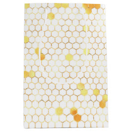 Bolsa De Regalo Mediana Honeycomb de oro blanco elegante