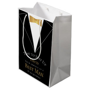 Bolsa De Regalo Mediana Hora de prepararse propuesta de padrino de oro fal