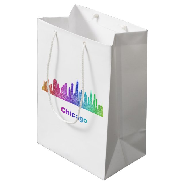 Bolsa De Regalo Mediana Horizonte de Chicago del arco iris (Angulo Anverso)