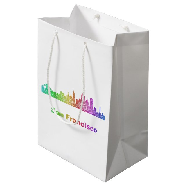 Bolsa De Regalo Mediana Horizonte de San Francisco del arco iris (Angulo Anverso)