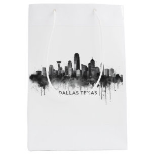 Bolsa De Regalo Mediana Horizonte urbano de Dallas Texas en blanco y negro