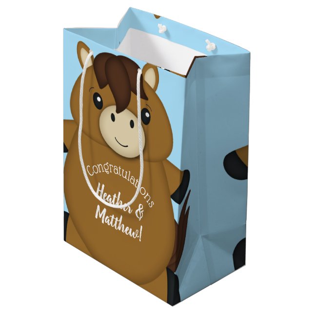Bolsa De Regalo Mediana Horse Baby Shower Blue Boy (Angulo reverso)