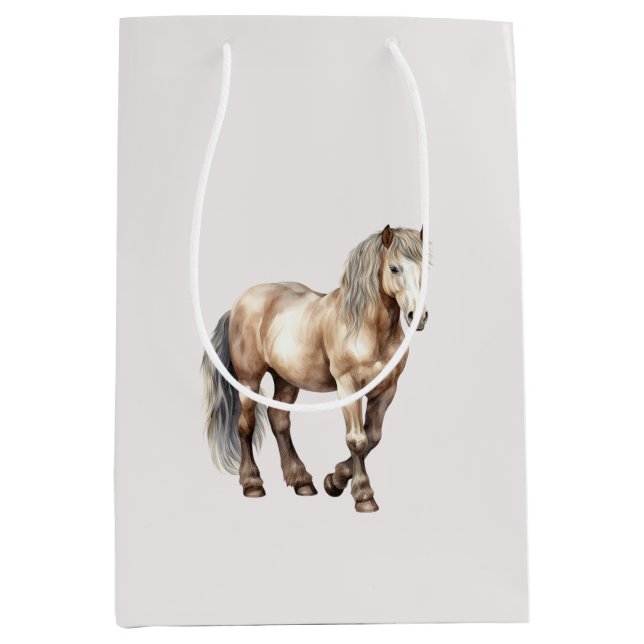 Bolsa De Regalo Mediana Horse Cream Birthday (Anverso)