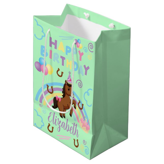 Bolsa De Regalo Mediana Horse Gift Bag in Green (Angulo Anverso)