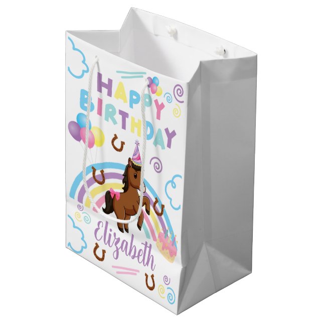 Bolsa De Regalo Mediana Horse Gift Bag in White (Angulo Anverso)