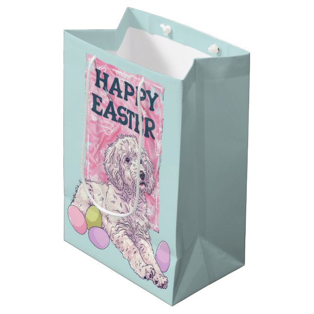 Bolsa De Regalo Mediana Hound Afgano Feliz Pascua (Angulo Anverso)