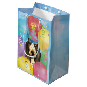 Bolsa De Regalo Mediana Hound Basset de los globos de cumpleaños