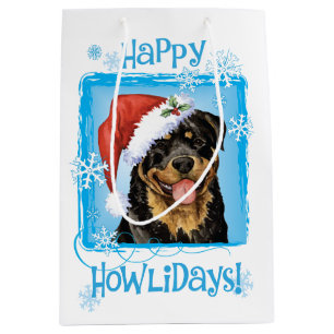 Bolsa De Regalo Mediana Howlidays feliz Rottweiler