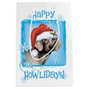 Bolsa De Regalo Mediana Howlidays feliz Weimaraner