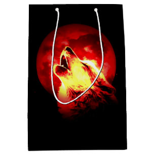 Bolsa De Regalo Mediana Howling Wolf en Red Night Matte