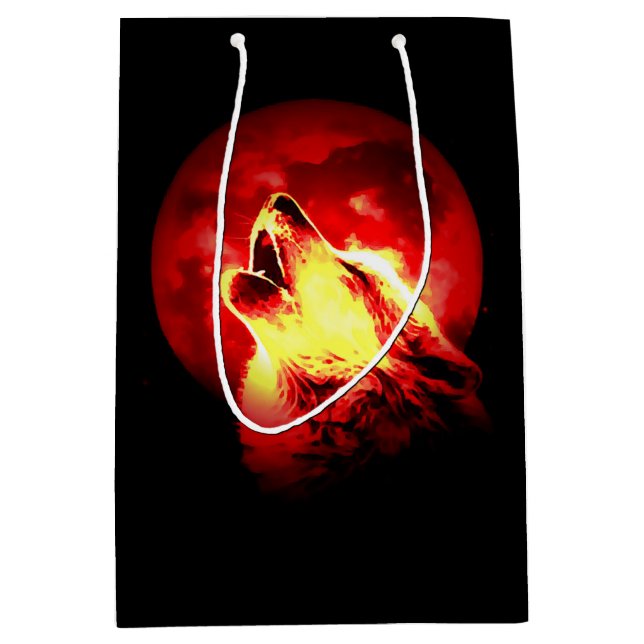 Bolsa De Regalo Mediana Howling Wolf en Red Night Matte