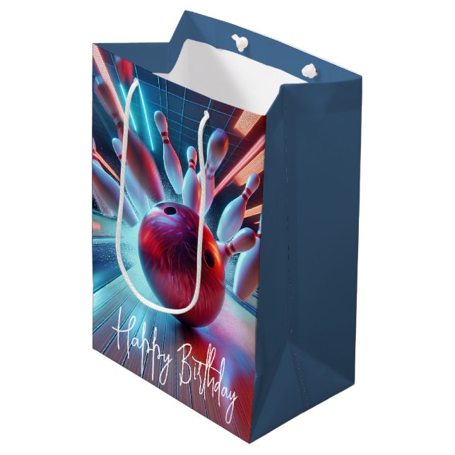 Bolsa De Regalo Mediana Huelga de bolas rojas de cumpleaños (Angulo Anverso)