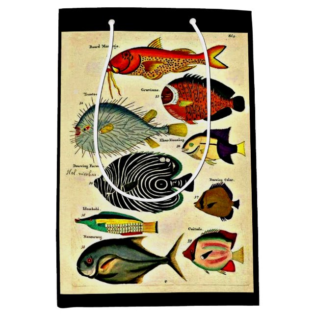 Bolsa De Regalo Mediana huella de pescado antiguo (Anverso)